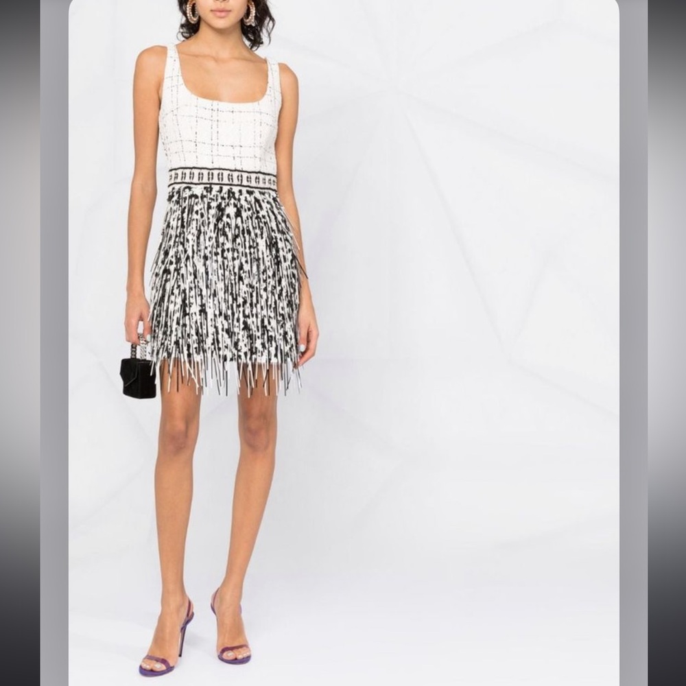 Elisabetta Franchi Sequin Embellished Fringed Dress 42IT/US6